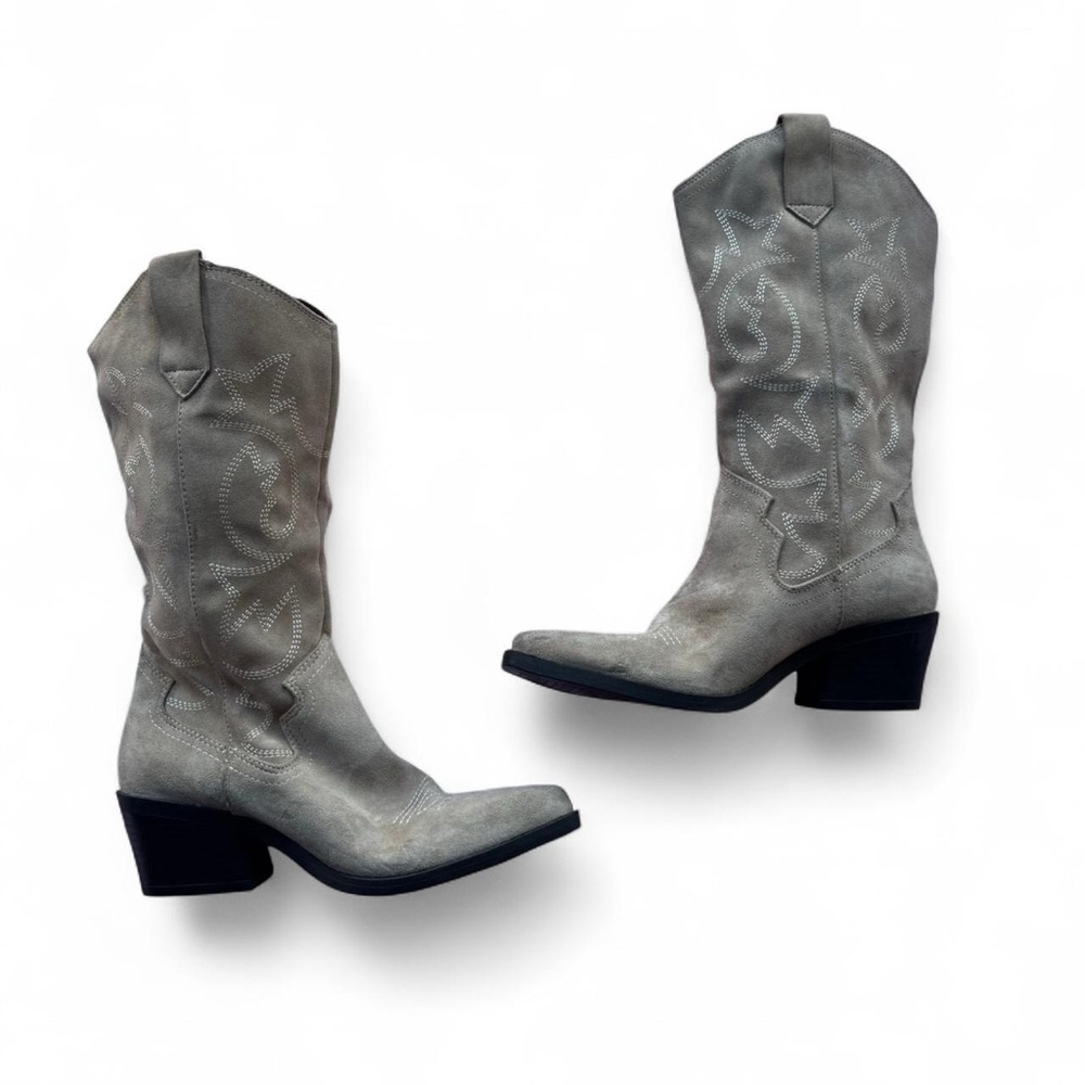 Pull&Bear Tan Suede Heeled Western Boots Like New